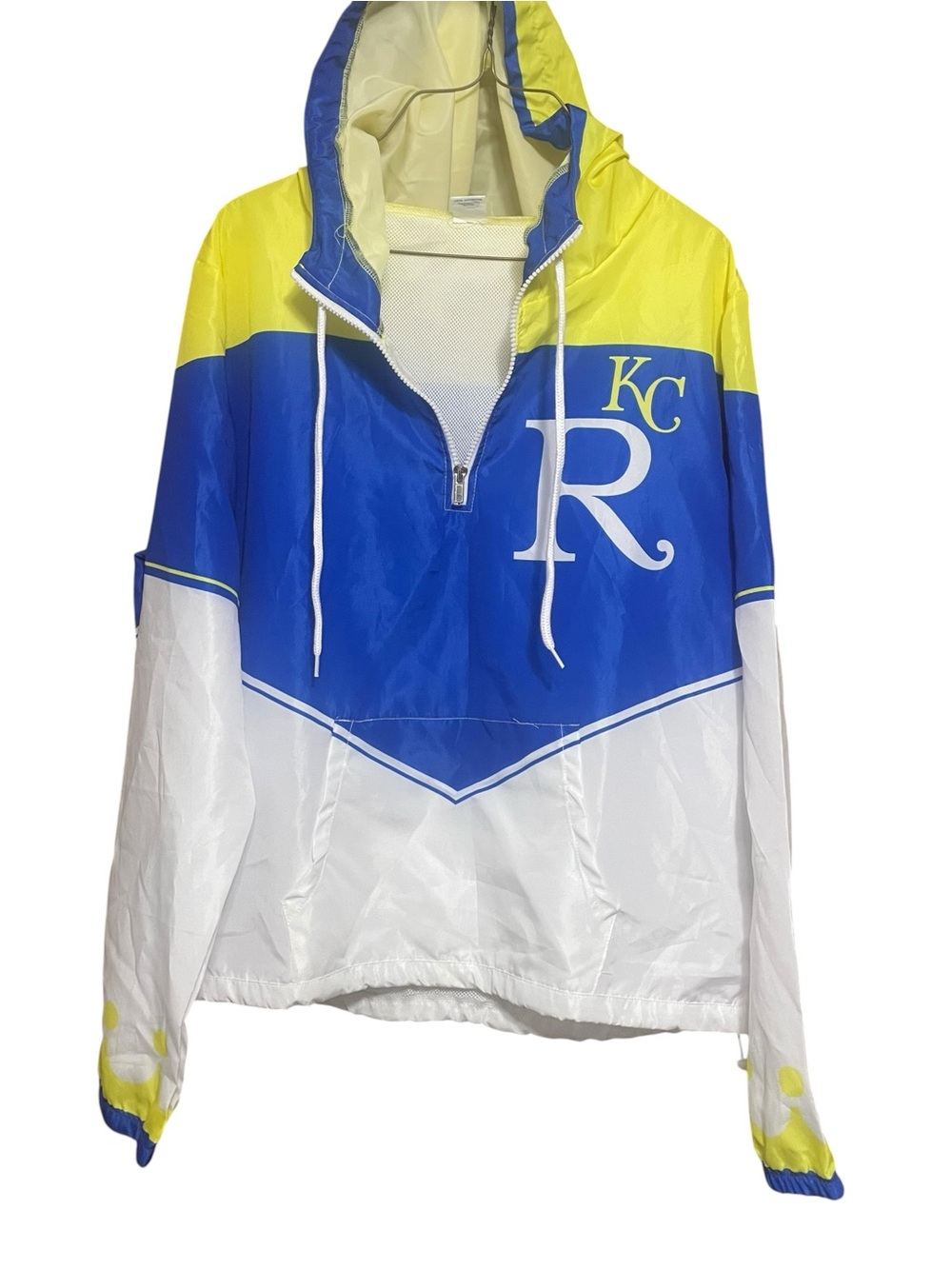 KC R Colorblock Hooded Windbreaker Jacket - Blue/Yellow/White